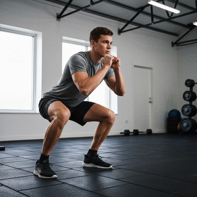 Person performing a functional fitness squat with good form